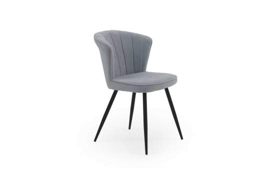 Silla Moderna Tapizada Gris Celeste Patas Metalicas Aldegati