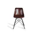 Silla Patas de acero Negro y piel Marron Serie Ambrus