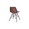 Silla Patas de acero Negro y piel Marron Serie Ambrus