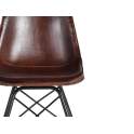 Silla Patas de acero Negro y piel Marron Serie Ambrus