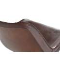 Silla Patas de acero Negro y piel Marron Serie Ambrus