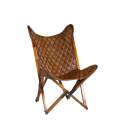 Silla Plegable Piel y Madera Acacia Serie Cambridge