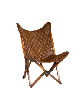 Silla Plegable Piel y Madera Acacia Serie Cambridge