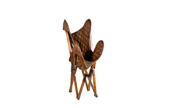 Silla Plegable Piel y Madera Acacia Serie Cambridge