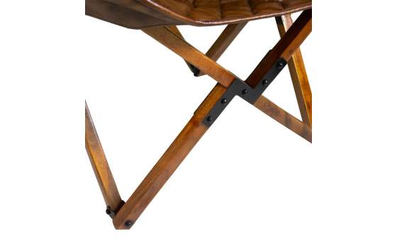 Silla Plegable Piel y Madera Acacia Serie Cambridge