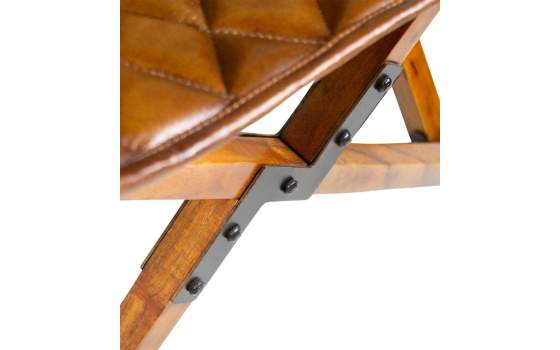 Silla Plegable Piel y Madera Acacia Serie Cambridge