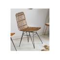 Silla Rattan Natural Color Gris Patas Forja Serie Aranche