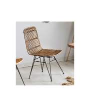 Silla Rattan Natural Color Gris Patas Forja Serie Aranche