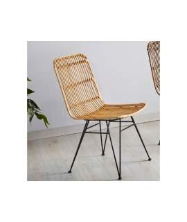 Silla Rattan Natural Patas Forja Serie Aranche