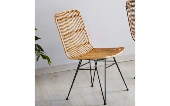 Silla Rattan Natural Patas Forja Serie Aranche