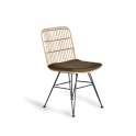2 Silla Rattan Forja Exterior con Cojin Marron Serie Rattanwund
