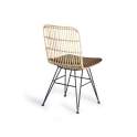 2 Silla Rattan Forja Exterior con Cojin Marron Serie Rattanwund