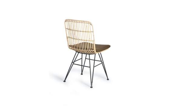 2 Silla Rattan Forja Exterior con Cojin Marron Serie Rattanwund