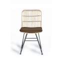 2 Silla Rattan Forja Exterior con Cojin Marron Serie Rattanwund
