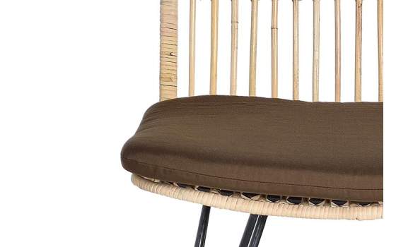 2 Silla Rattan Forja Exterior con Cojin Marron Serie Rattanwund