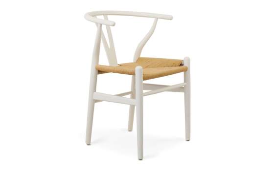 Silla Roble Actual Blanca Asiento Tejido Serie Dinastia