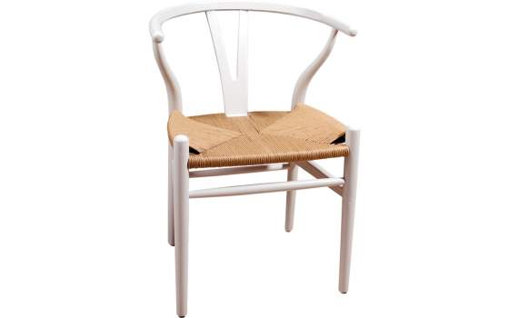 Silla Roble Actual Blanca Asiento Tejido Serie Dinastia