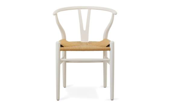 Silla Roble Actual Blanca Asiento Tejido Serie Dinastia