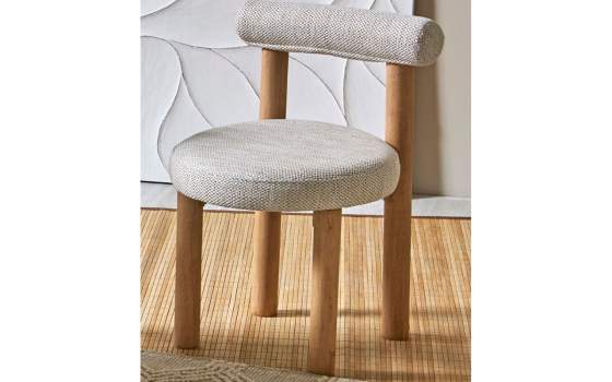 Silla Tapizada Bicolor Topo Patas Redondas Madera Taysan