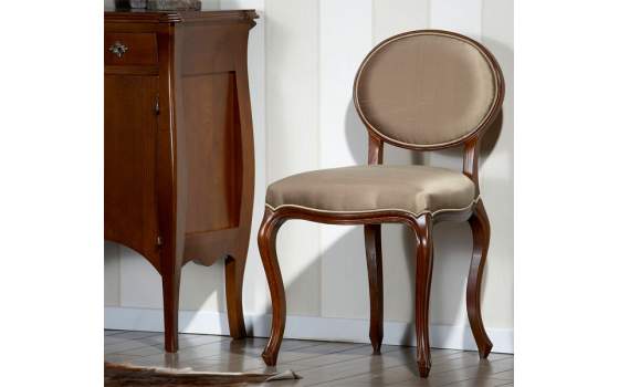 Silla Tapizada Comedor Clasico Madera Castaño Serie Armiza