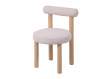 Silla Tapizada Rizo Suave Beige Patas  Madera Taysan