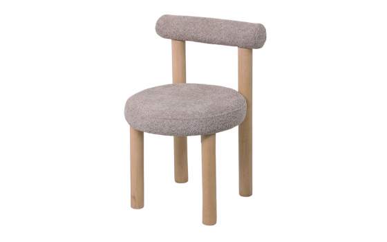 Silla Tapizada Rizo Suave Topo Patas Madera Taysan