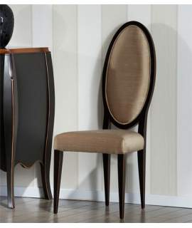Silla Tapizada Salon Clasico Madera Castaño Serie Arnaud