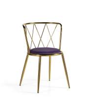 Silla Tubo de Acero Inoxidable Oro y Tapizado Serie Aberlin