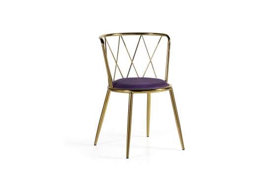 Silla Tubo de Acero Inoxidable Oro y Tapizado Serie Aberlin