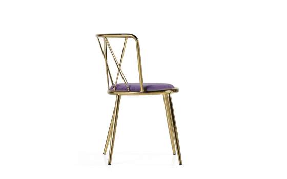 Silla Tubo de Acero Inoxidable Oro y Tapizado Serie Aberlin
