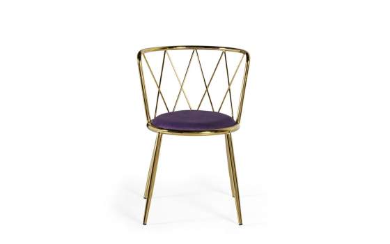 Silla Tubo de Acero Inoxidable Oro y Tapizado Serie Aberlin