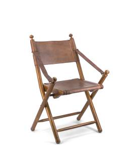 Silla Vintage Plegable Madera Cuero Tarlton