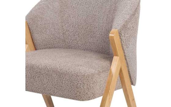 Sillón Madera Pino Tapizado Rizo Gris Serie Anatsu Sillón Madera Pino Tapizado Rizo Gris Serie Anatsu