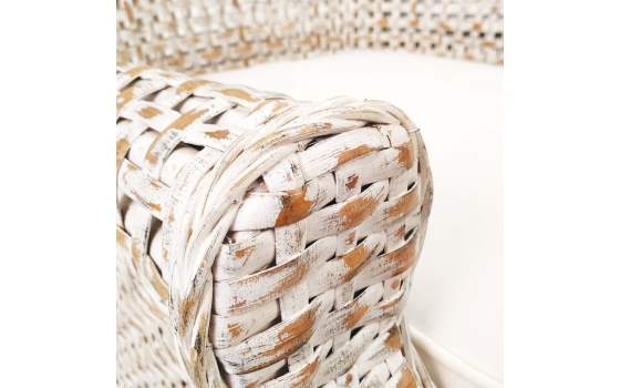 Sillón Rattan Natural Decapado Blanco Duque