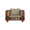 Sillón 1 Plaza Rattan Natural Cojín en Gris Enrejado
