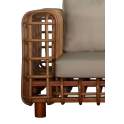 Sillón 1 Plaza Rattan Natural Cojín en Gris Enrejado