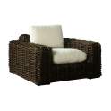Sillon 1 Plaza Rattan Negro Cojín en Blanco Arcarna
