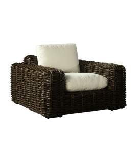 Sillon 1 Plaza Rattan Negro Cojín en Blanco Arcarna