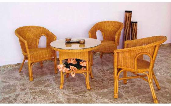 Sillon Apilable Tejido Medula Natural Miel Algasr