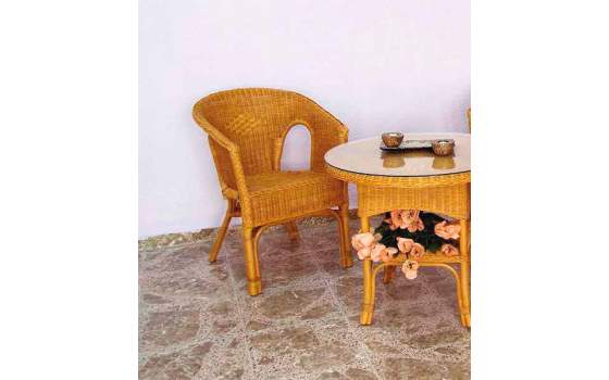 Sillon Apilable Tejido Medula Natural Miel Algasr