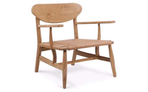 Sillon Bajo Diseño Madera Natural Teca Serie Tokio