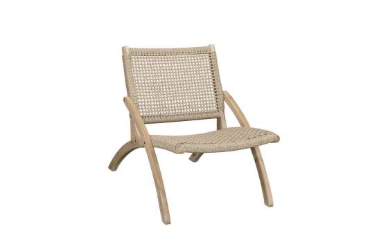 Sillon Bajo Diseño Moderno en Teca y Cuerda Serie Briasag