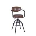Sillon Bar con Brazos Estilo Industrial Acero Piel Detroit Sillon Bar con Brazos Estilo Industrial Acero Piel Detroit