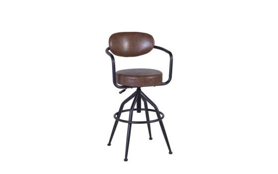 Sillon Bar con Brazos Estilo Industrial Acero Piel Detroit Sillon Bar con Brazos Estilo Industrial Acero Piel Detroit