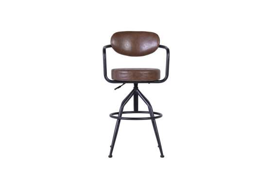 Sillon Bar con Brazos Estilo Industrial Acero Piel Detroit Sillon Bar con Brazos Estilo Industrial Acero Piel Detroit