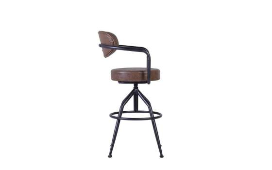 Sillon Bar con Brazos Estilo Industrial Acero Piel Detroit Sillon Bar con Brazos Estilo Industrial Acero Piel Detroit