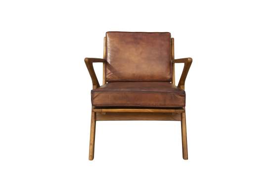 Sillon Butaca Salon Piel y Madera Serie Ayrer