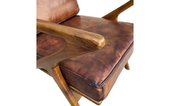 Sillon Butaca Salon Piel y Madera Serie Ayrer