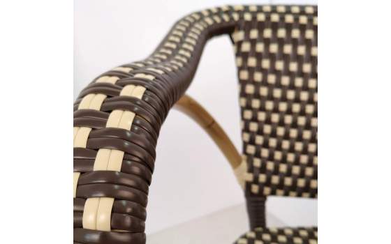 Sillon Cafe Crema Clasico Aluminio y Plastico Tejido Rivoli