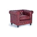 Sillon Chester Tapizada Piel Marron Capitone Serie Alinas